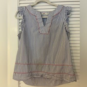 Vineyard Vines blue & white striped ruffle shirt, sz small. $25